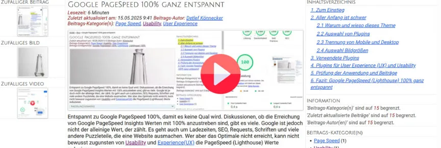 SCREENCAST PageSpeed 100% ganz entspannt